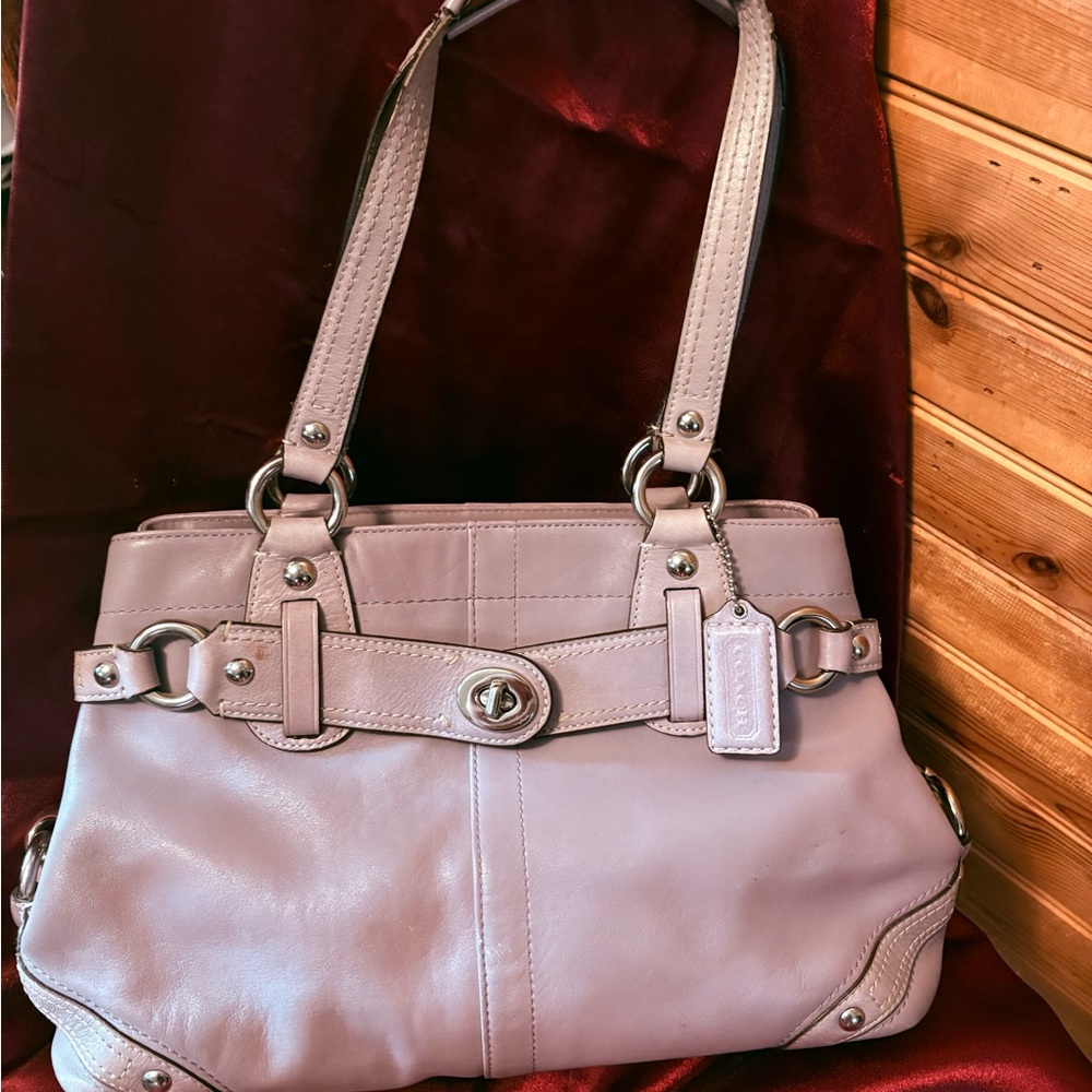 Coach Carly Lilac Leather Belted Sachel